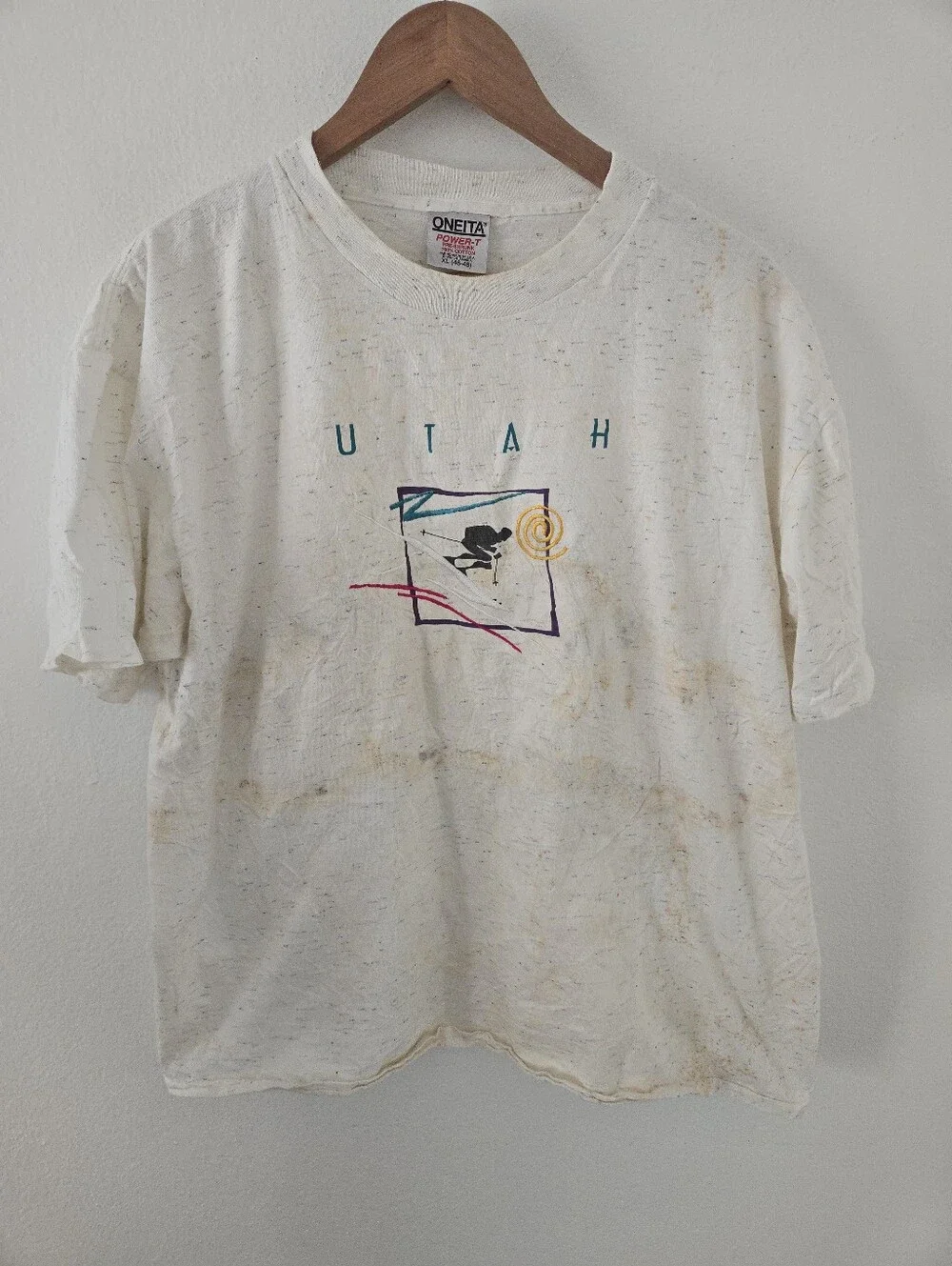 Vintage Oneita Utah Skiing Mens XL White